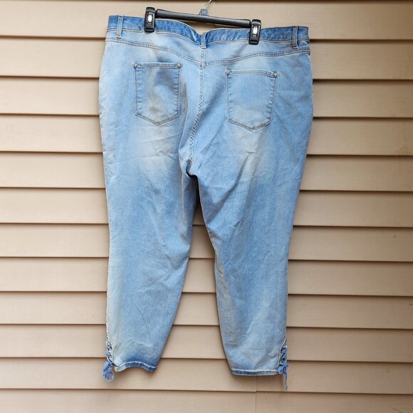 Gloria Vanderbilt Plus Light Wash Blue Skinny Ankle Jeans Alexandra Lace-Up Hem - Picture 7 of 14